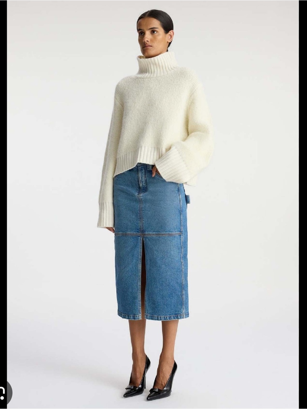 A.L.C. Wool Theo Turtleneck Sweater in White / Cream